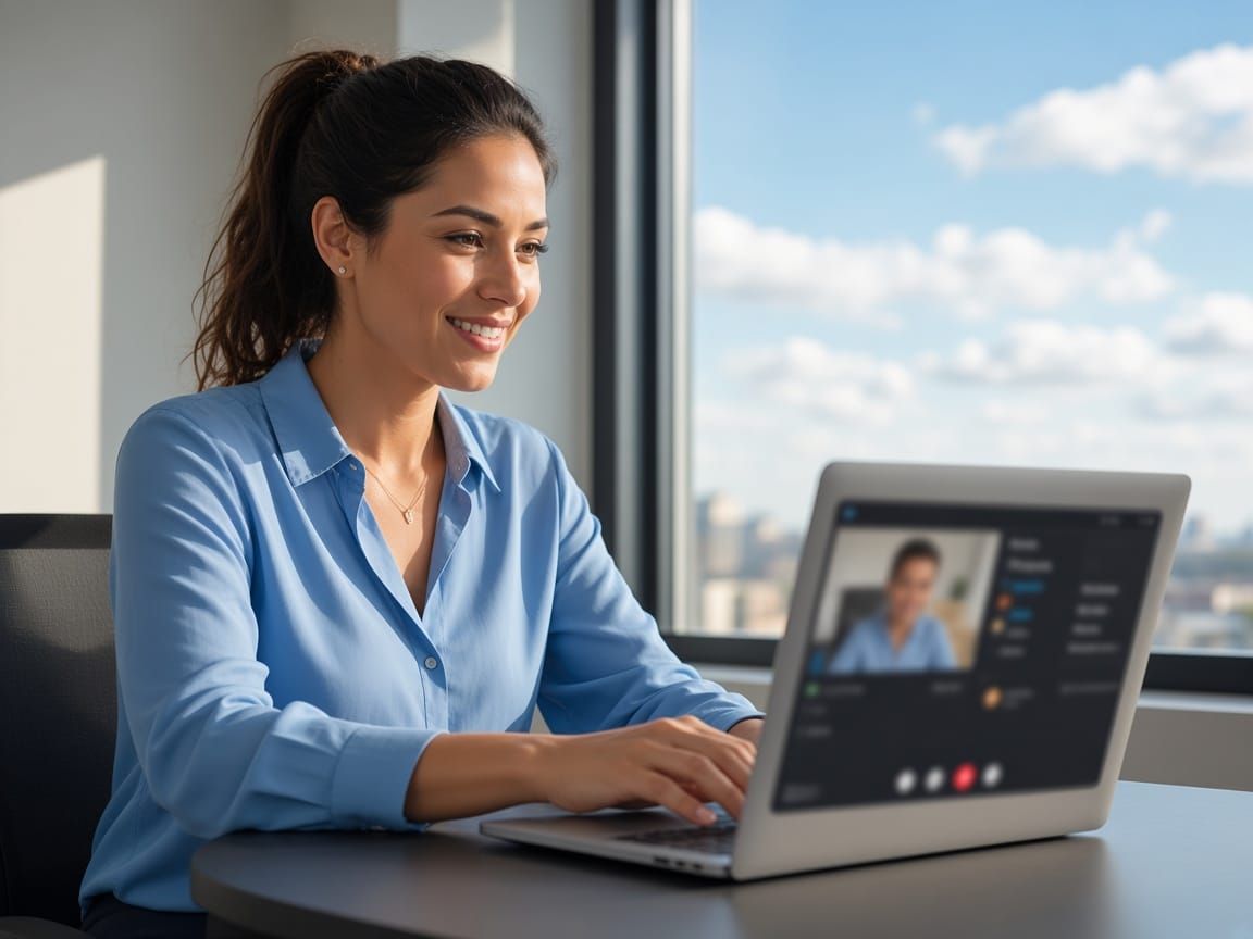 A customer success manager on a video call with a client